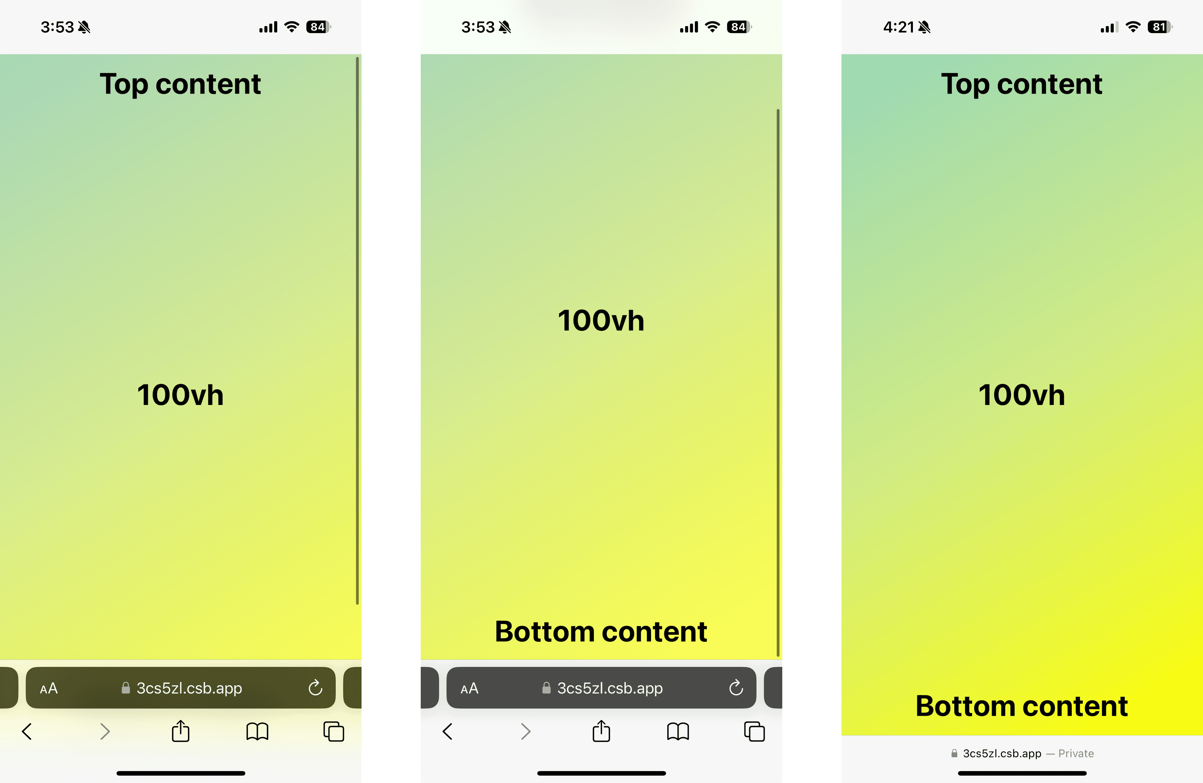 Handling iOS Safari toolbar for full height web content