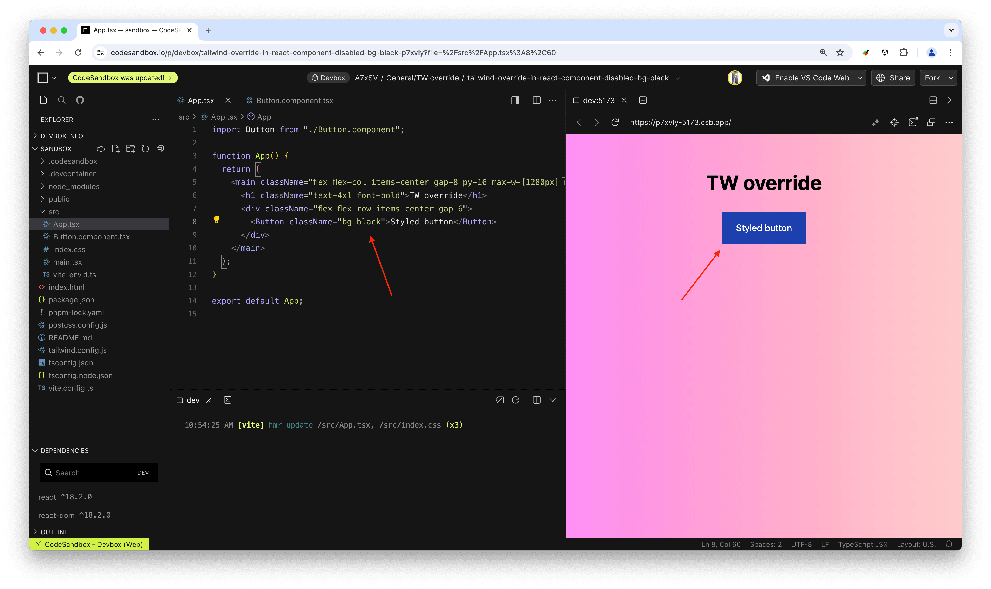 How to Override Tailwind CSS Styles in a React Component